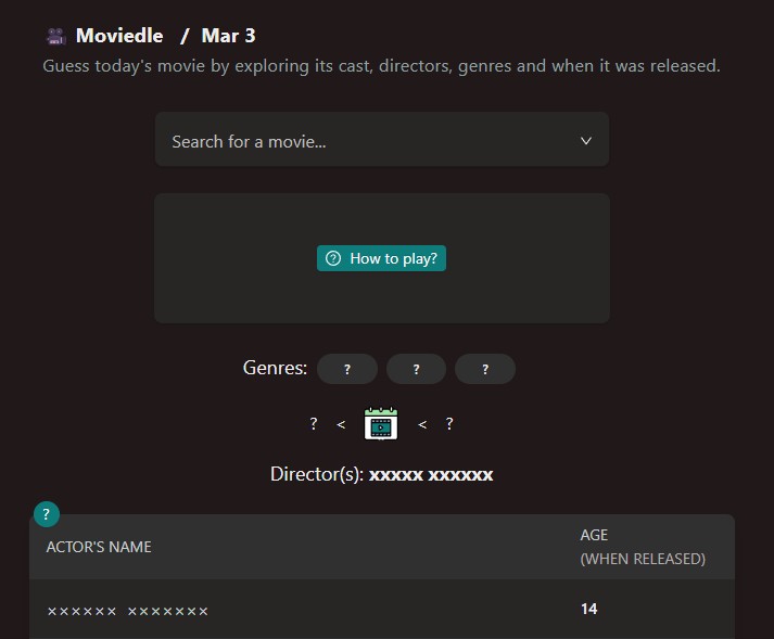 Moviedle — guess the movie from a one-second compressed clip